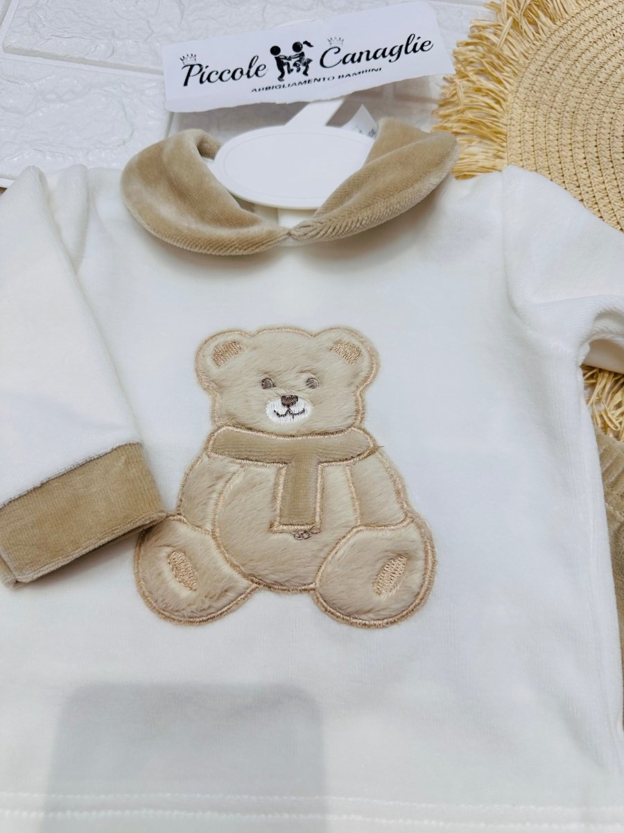 Tutina Completo Ciniglia Orsetto Tenero Beige 31502 - Piccole Canaglie - PC29771