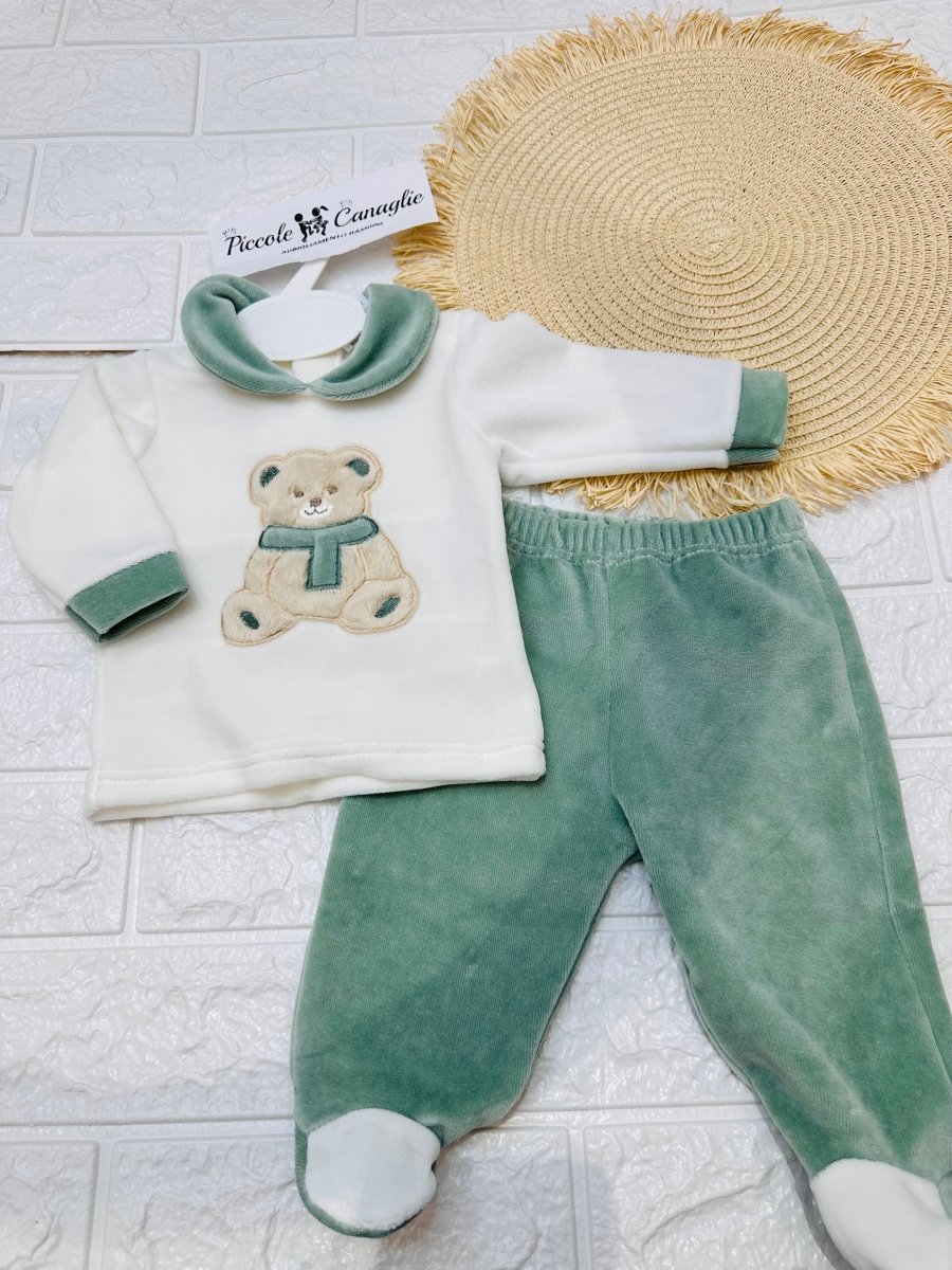 Tutina Completo Ciniglia Orsetto Tenero Verde 31502 - Piccole Canaglie - PC29768