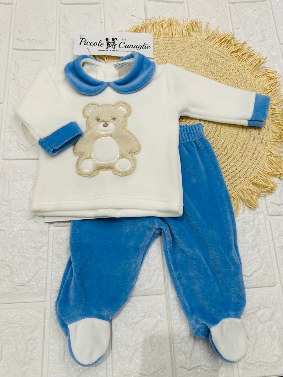 Tutina Completo Ciniglia Orso Morbidoso Azzurro 31507 - Piccole Canaglie - PC29501