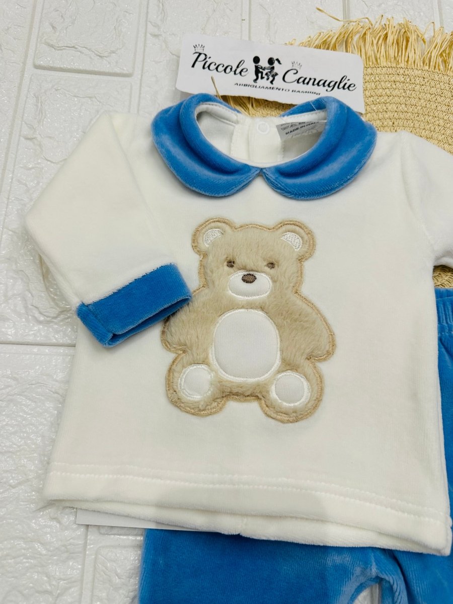 Tutina Completo Ciniglia Orso Morbidoso Azzurro 31507 - Piccole Canaglie - PC29501
