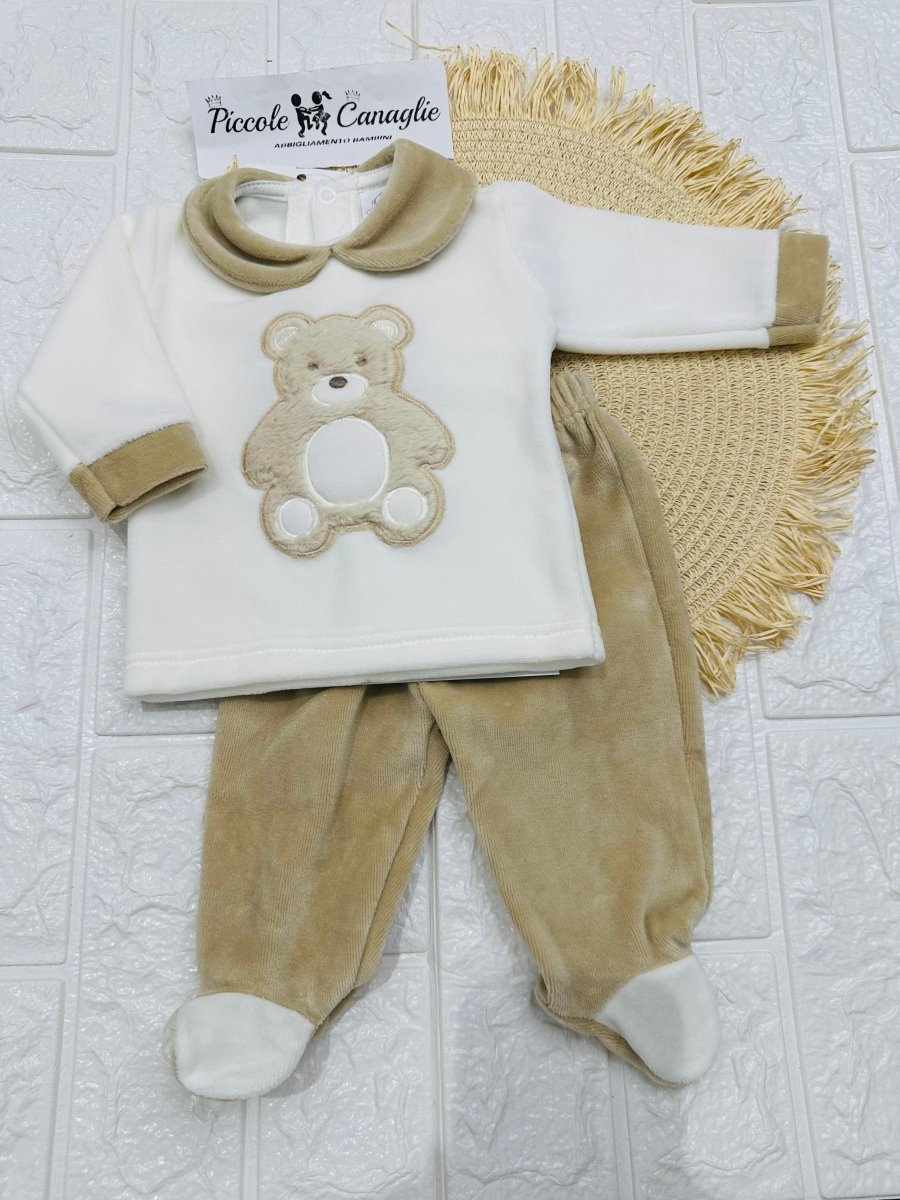 Tutina Completo Ciniglia Orso Morbidoso Beige 31507 - Piccole Canaglie - PC29483
