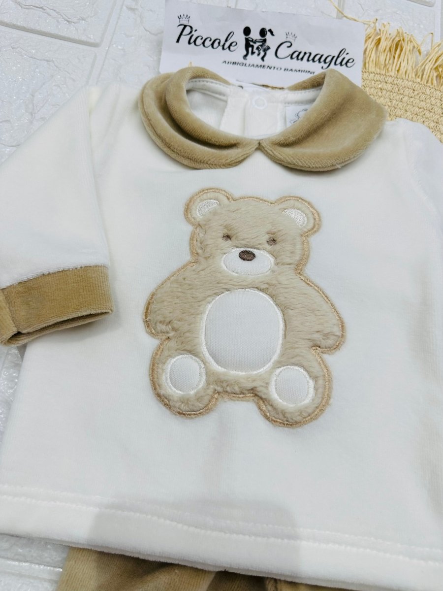 Tutina Completo Ciniglia Orso Morbidoso Beige 31507 - Piccole Canaglie - PC29483