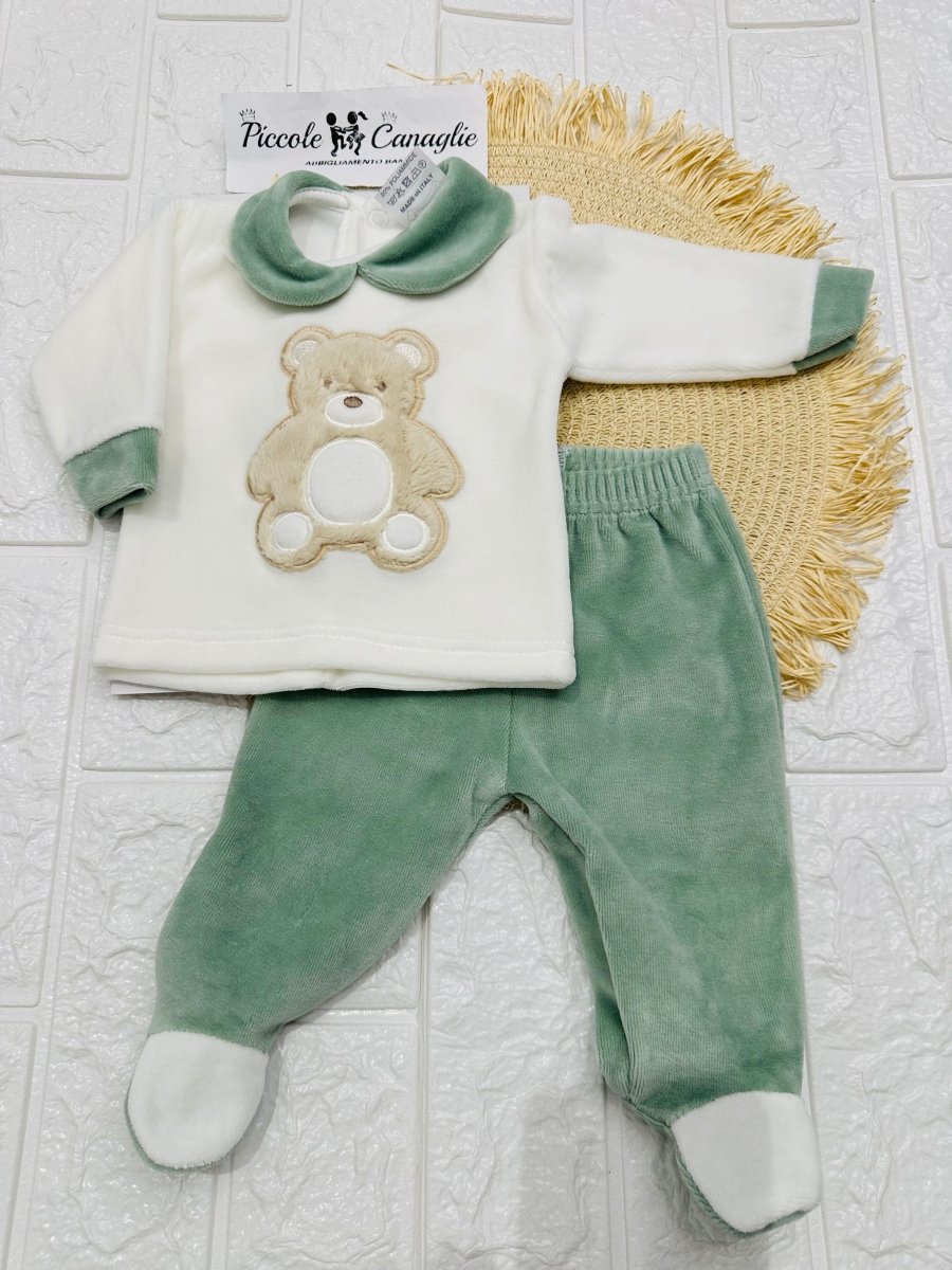 Tutina Completo Ciniglia Orso Morbidoso Verde 31507 - Piccole Canaglie - PC29498