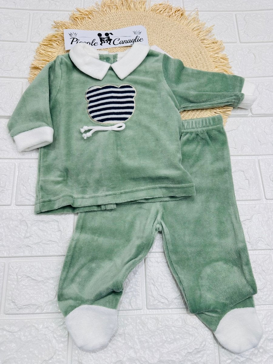 Tutina completo ciniglia Orso verde marinaretto B549/7M - Piccole Canaglie - PC29945