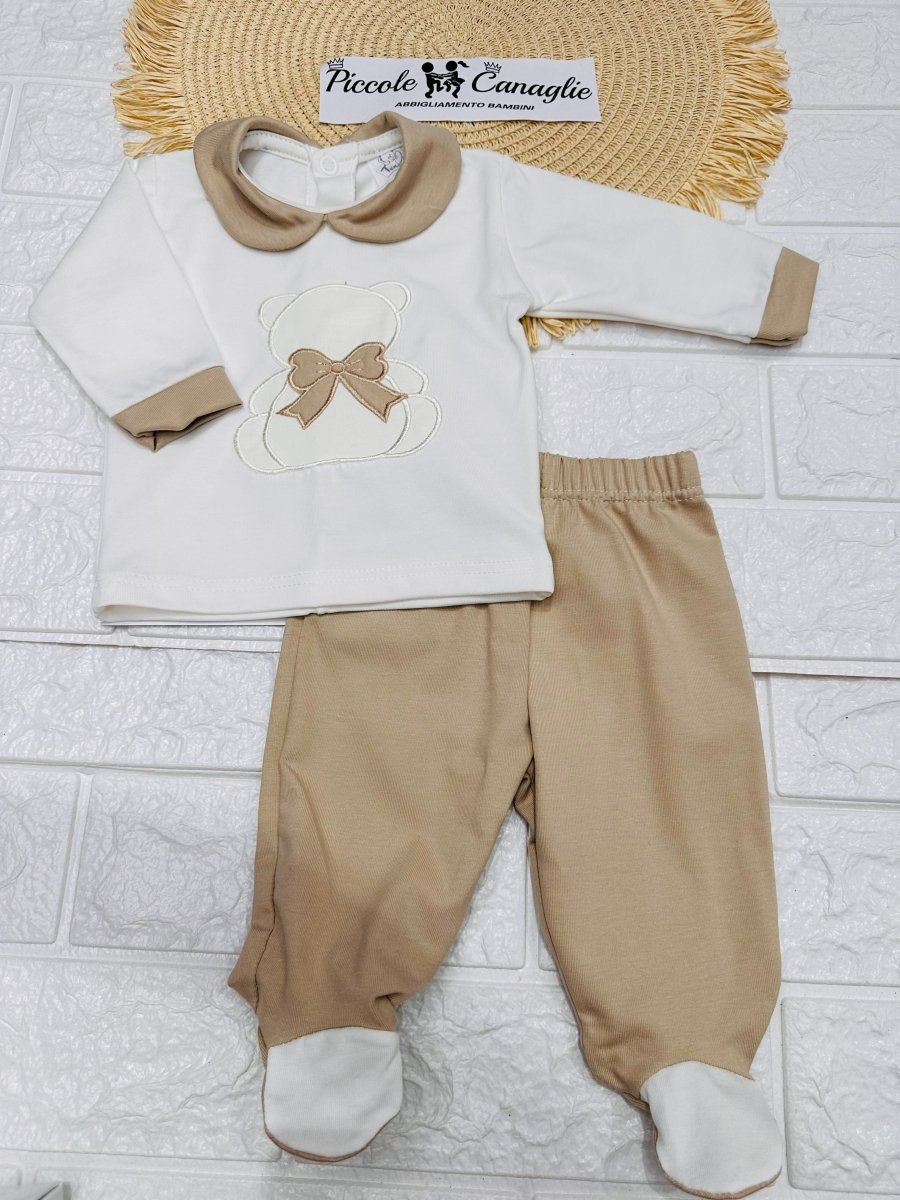 Tutina Completo Cotone 31101 Orso Beige - Piccole Canaglie - PC24913