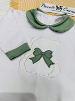 Tutina Completo Cotone 31101 Orso Fiocco verde - Piccole Canaglie - PC24904