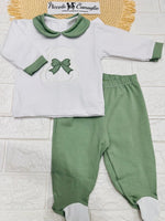 Tutina Completo Cotone 31101 Orso Fiocco verde - Piccole Canaglie - PC24904