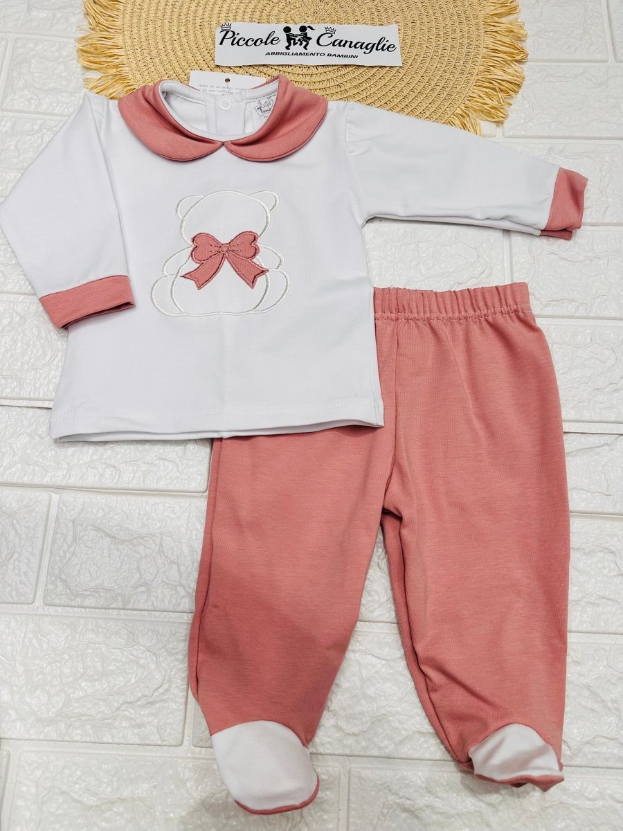 Tutina Completo Cotone 31101 Orso Rosa Antico - Piccole Canaglie - PC24910
