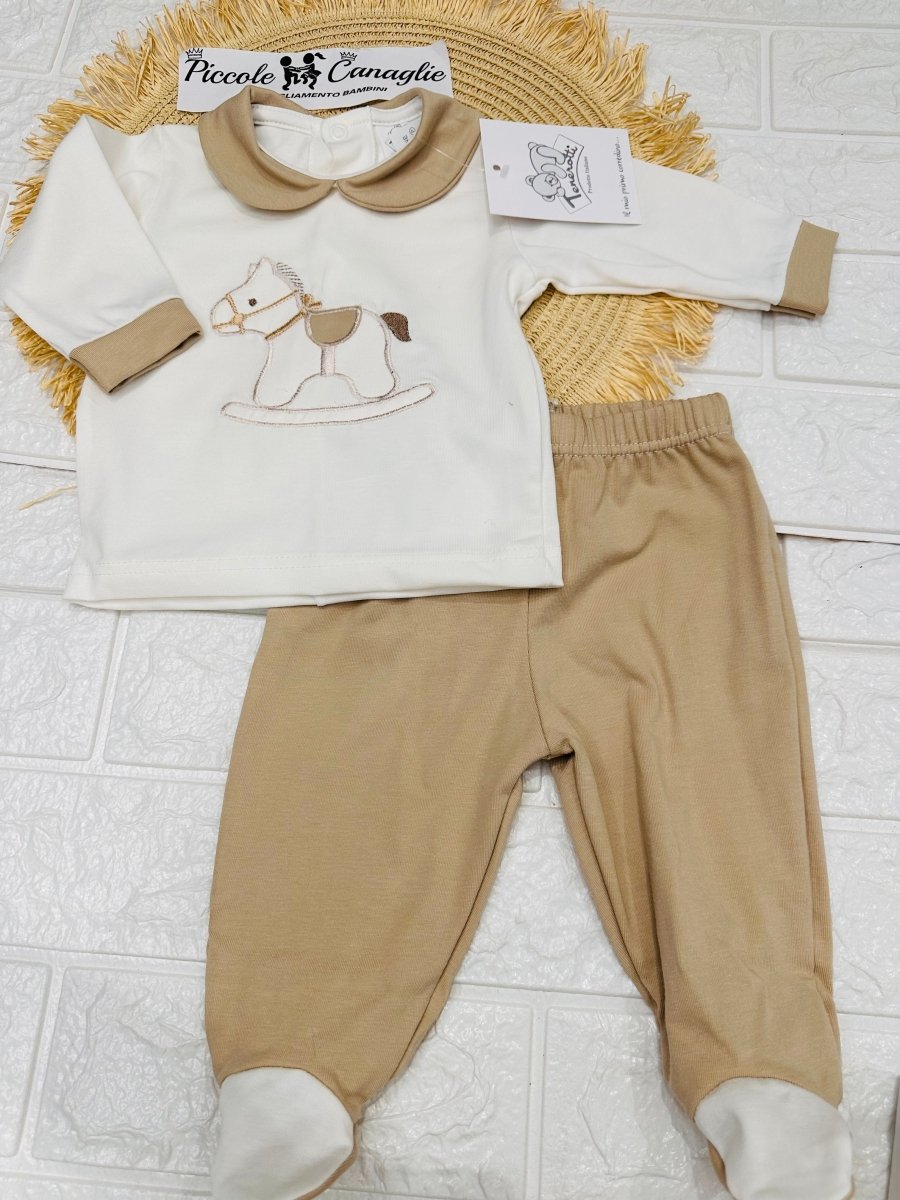 Tutina Completo Cotone Cavallino Biscotto 31108 - Piccole Canaglie - PC25010