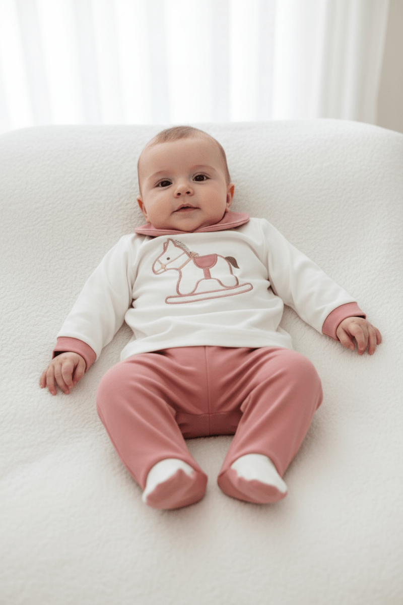 Tutina Completo Cotone Cavallino Lampone 31108 - Piccole Canaglie - PC25019