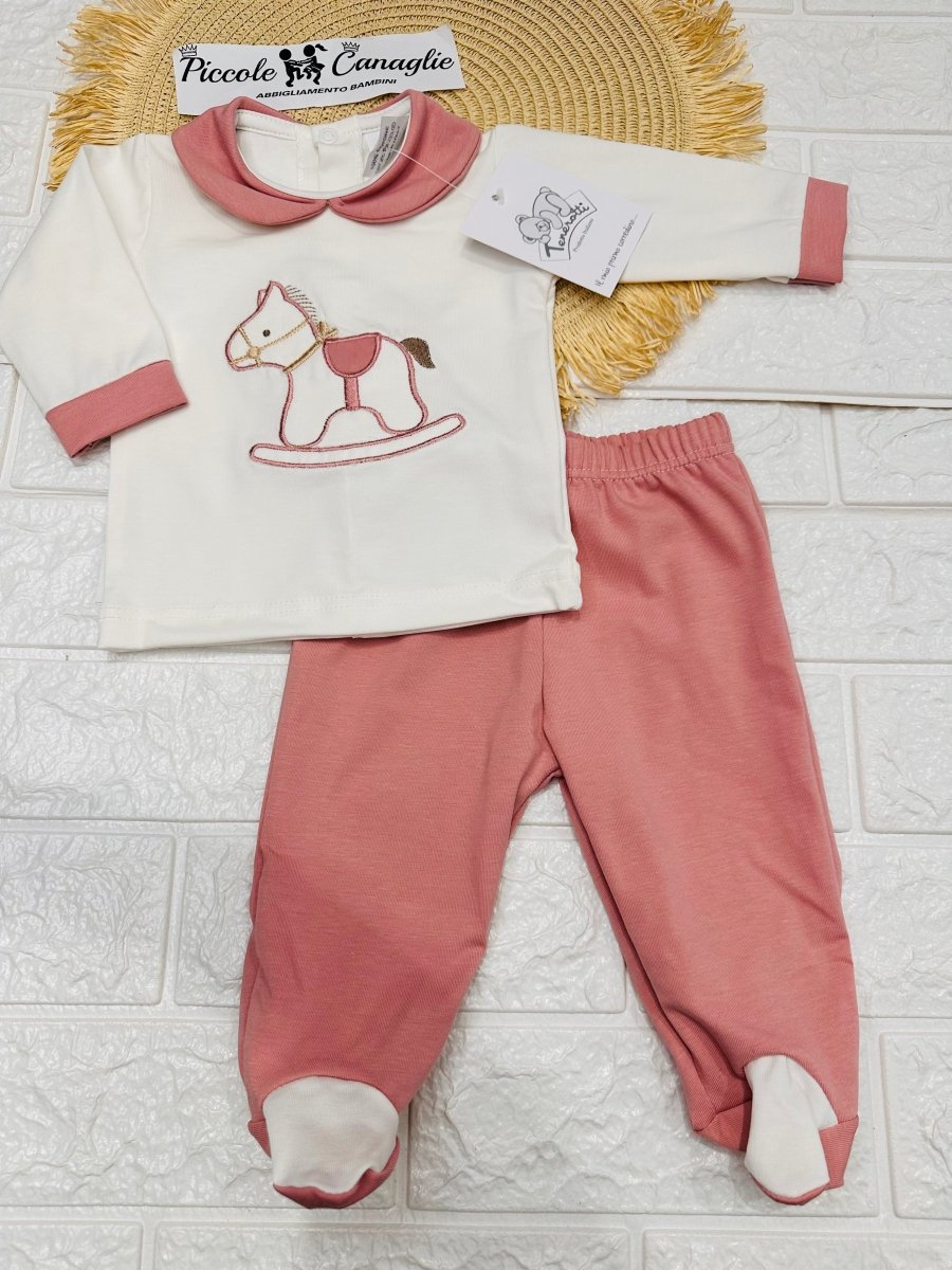 Tutina Completo Cotone Cavallino Lampone 31108 - Piccole Canaglie - PC25019