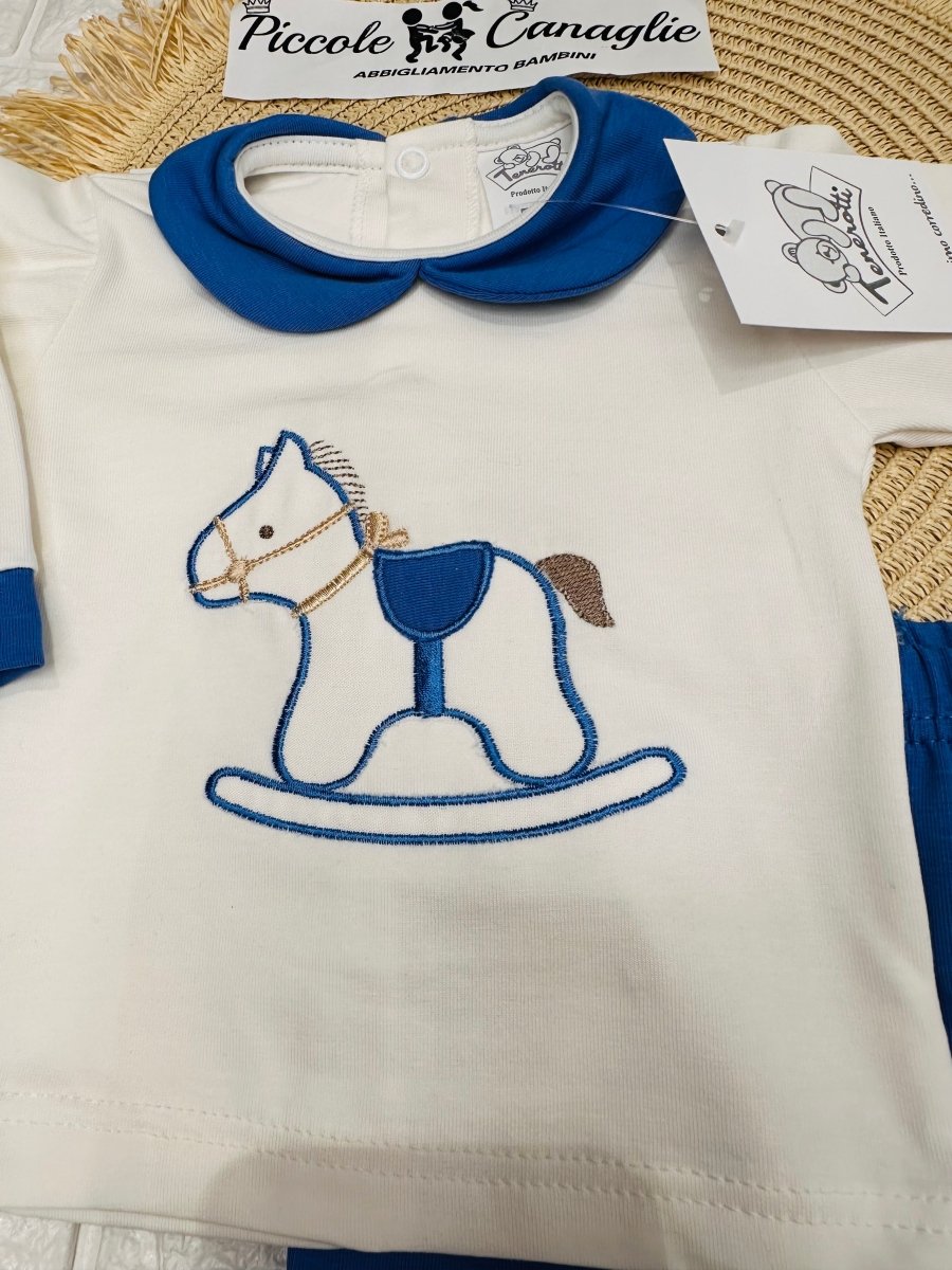 Tutina Completo Cotone Cavallino Oceano 31108 - Piccole Canaglie - PC25013