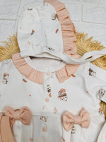 Tutina Completo Cotone Fiocchetti Rosa Cipria Con Accessori - Piccole Canaglie - PC26882