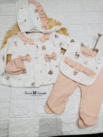 Tutina Completo Cotone Fiocchetti Rosa Cipria Con Accessori - Piccole Canaglie - PC26882