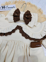 Tutina Completo Cotone Fiocco Avorio/Marrone 2067 - Piccole Canaglie - PC27574