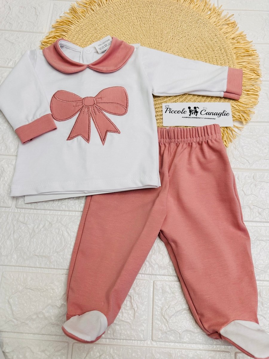 Tutina Completo Cotone Fiocco Rosa Antico 31107 - Piccole Canaglie - PC25814