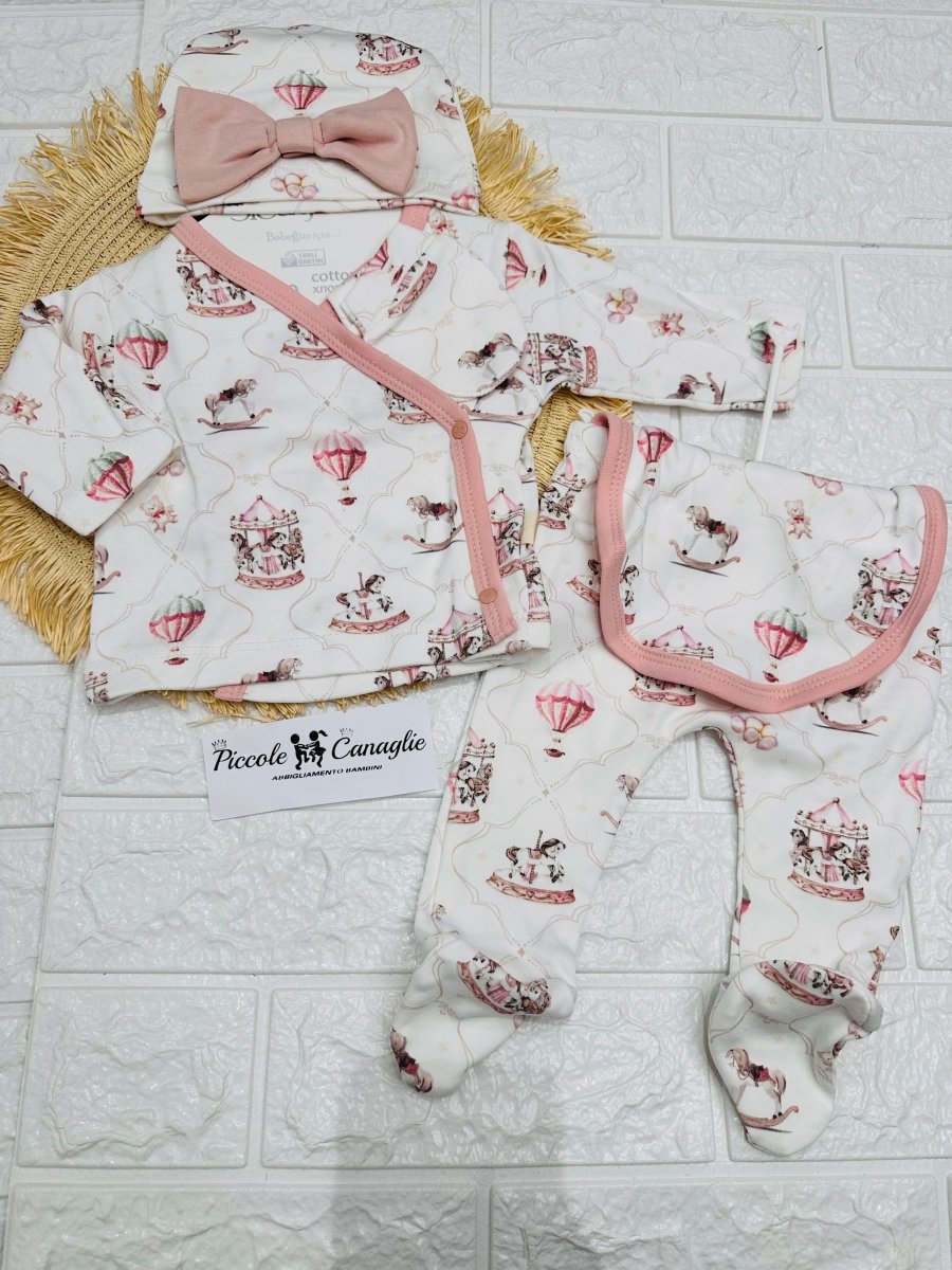 Tutina Completo Cotone Giostrina Rosa Con Accessori - Piccole Canaglie - PC26876