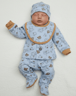 Tutina Completo Cotone Orsetti Celeste Con Accessori - Piccole Canaglie - PC26884