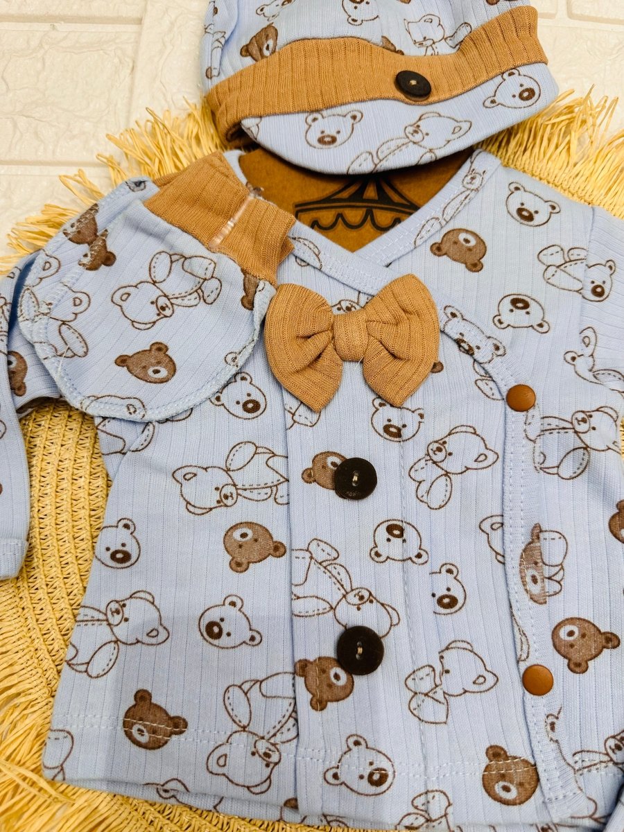 Tutina Completo Cotone Orsetti Celeste Con Accessori - Piccole Canaglie - PC26884