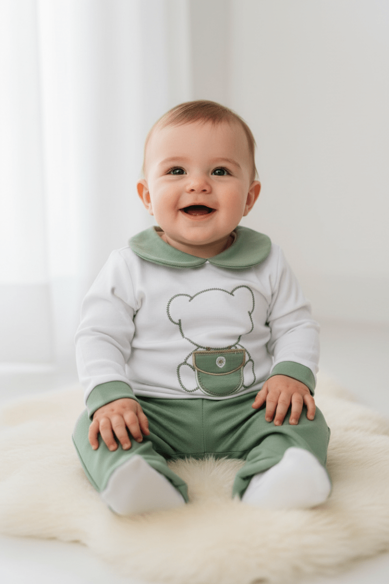 Tutina Completo Cotone Orso Bag Verde 31102 - Piccole Canaglie - PC25264