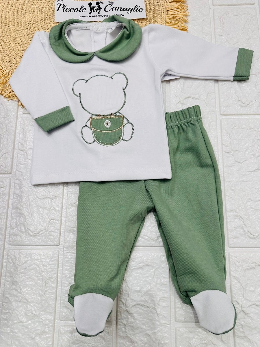 Tutina Completo Cotone Orso Bag Verde 31102 - Piccole Canaglie - PC25264