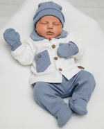 Tutina Completo Cotone Taschino Celeste Con Accessori - Piccole Canaglie - PC26880