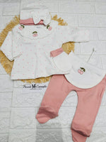 Tutina Completo In Cotone Ciliege Con Pois Rosa - Piccole Canaglie - PC26874