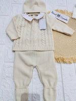Tutina Completo Treccia Beige Misto Lana 1718 - Piccole Canaglie - PC29159