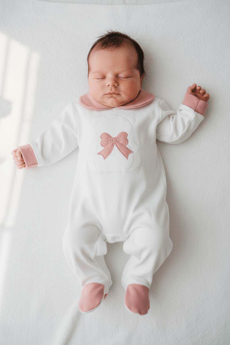 Tutina Cotone 30101 Orso Fiocco Rosa Antico - Piccole Canaglie - PC24898