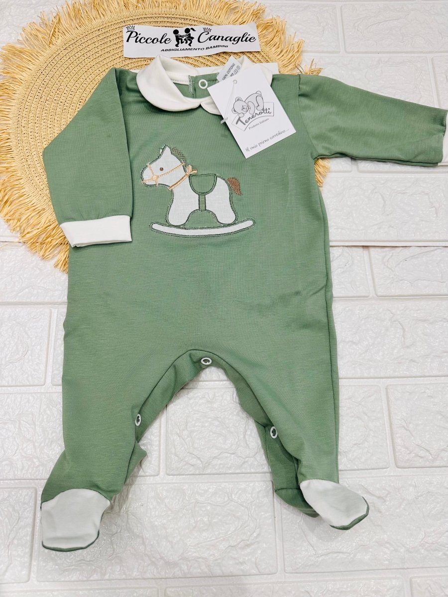 Tutina Cotone Cavallino Verde 30108 - Piccole Canaglie - PC25001