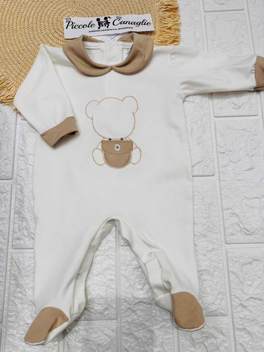 Tutina Cotone Orso Bag Beige 30102 - Piccole Canaglie - PC25261