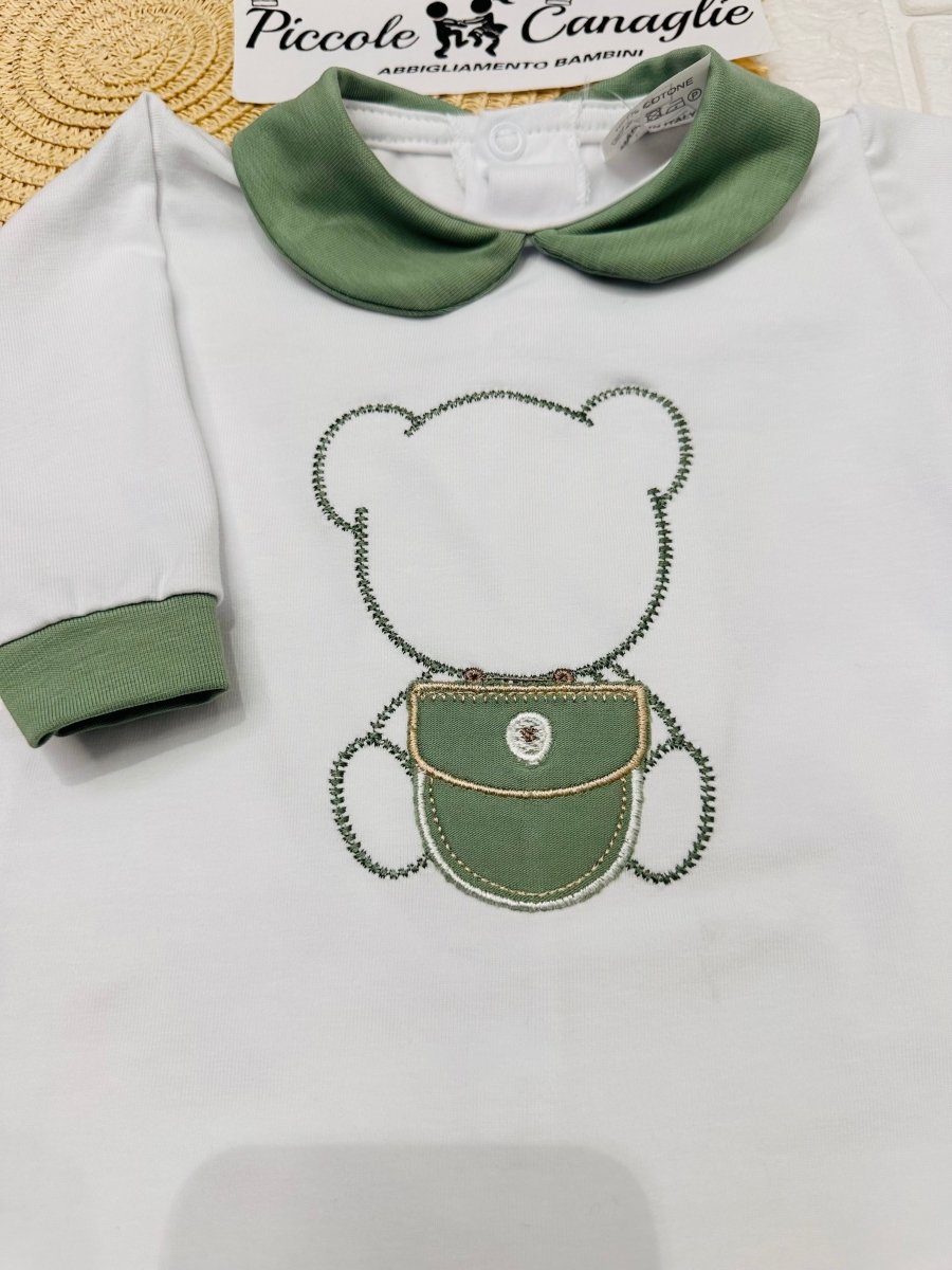 Tutina Cotone Orso Bag Verde 30102 - Piccole Canaglie - PC25255