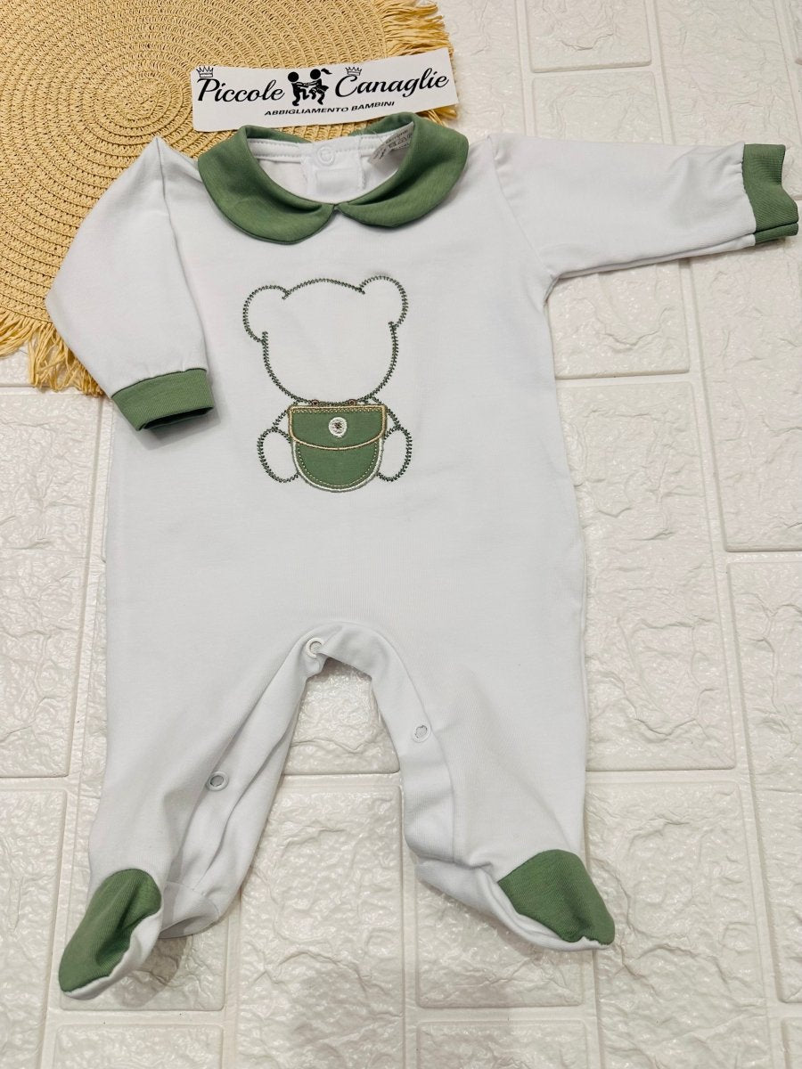 Tutina Cotone Orso Bag Verde 30102 - Piccole Canaglie - PC25255