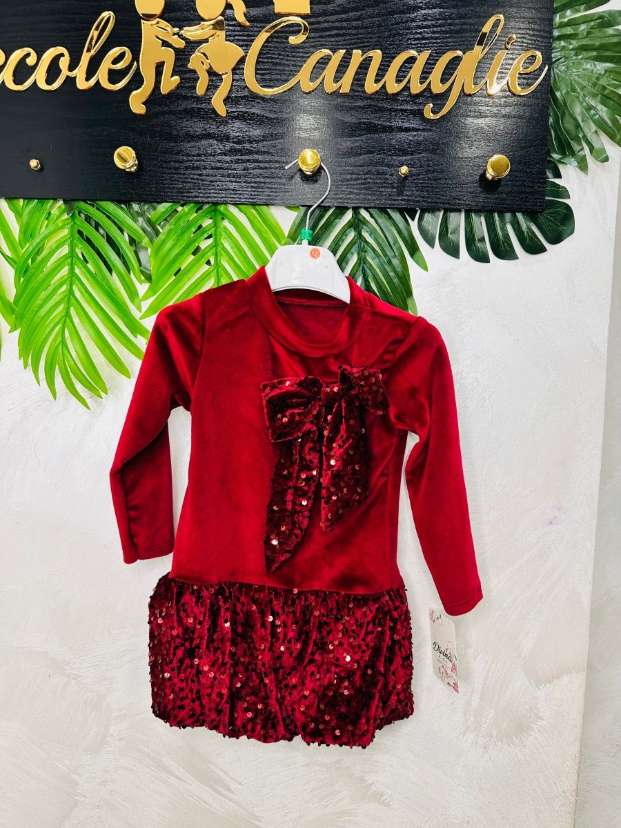 Vestitino ciniglia Piette bordò’ - Piccole Canaglie - PC24552