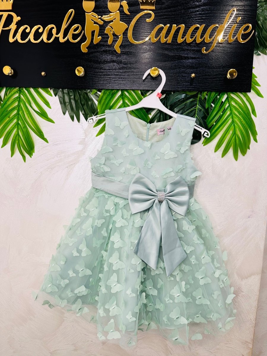 Vestitino Farfalla Verde Salvia L133 - Piccole Canaglie - PC25425