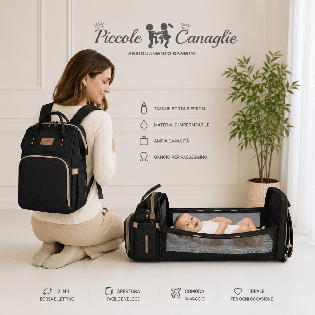 Zainetto Mamma Trasformabile Lettino Melanie - Piccole Canaglie - PC28494